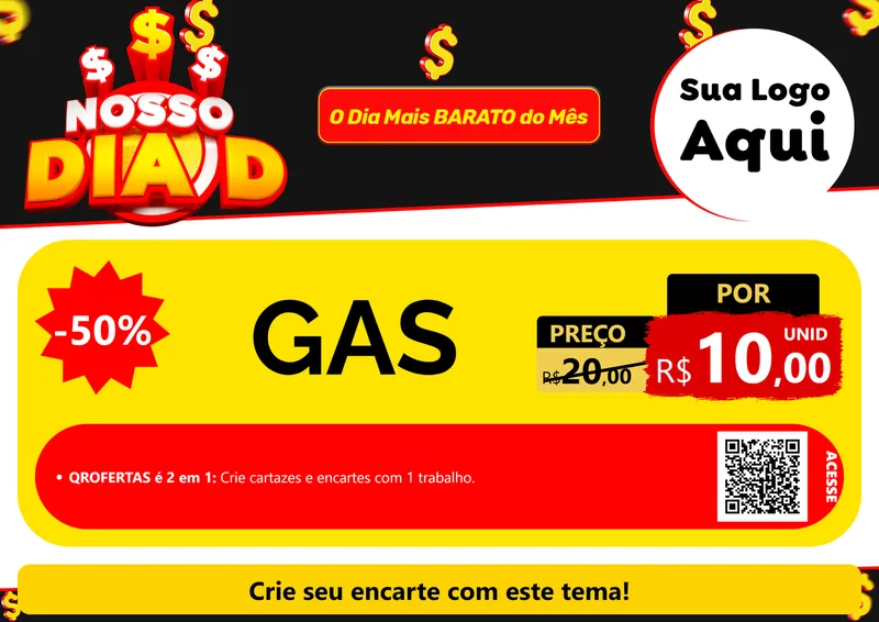 Modelo de Cartaz para Cartaz A4 Horizontal com o tema Nosso Dia D para Água e gás