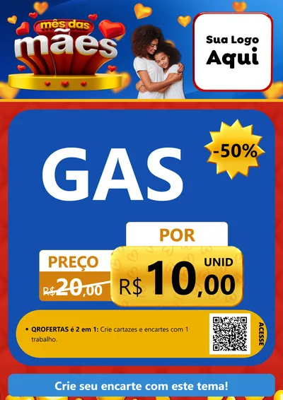 Modelo de Cartaz para Cartaz A4 Vertical com o tema Mês das Mães para Água e gás