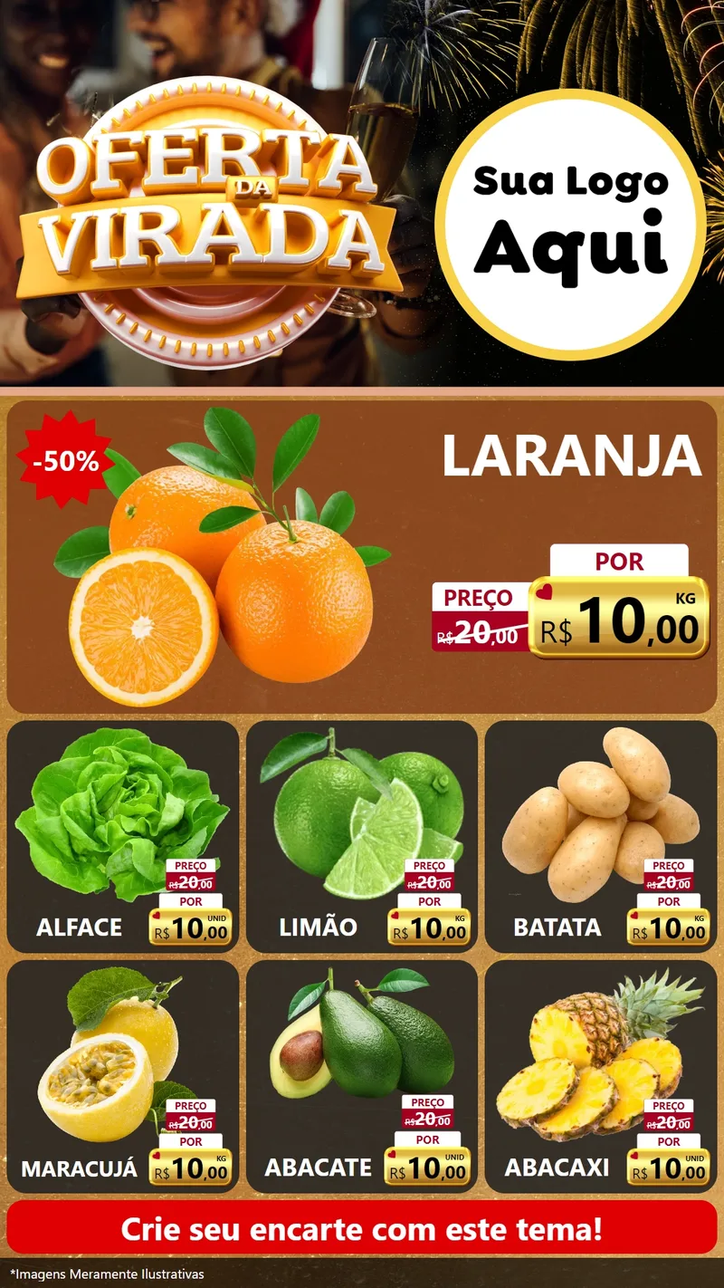 Modelo de Rede Social para Stories com o tema Oferta da Virada para Hortifrúti