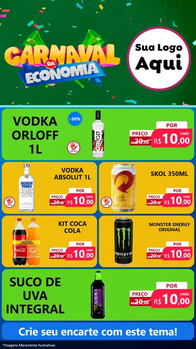 Modelo de TV para TV Vertical com o tema Carnaval da Economia para Distribuidora de bebidas