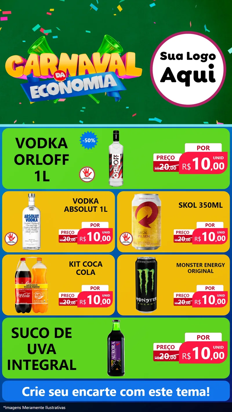 Modelo de TV para TV Vertical com o tema Carnaval da Economia para Distribuidora de bebidas