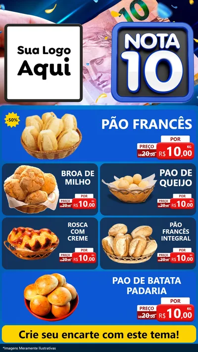Modelo de TV para TV Vertical com o tema Nota 10 para Padaria