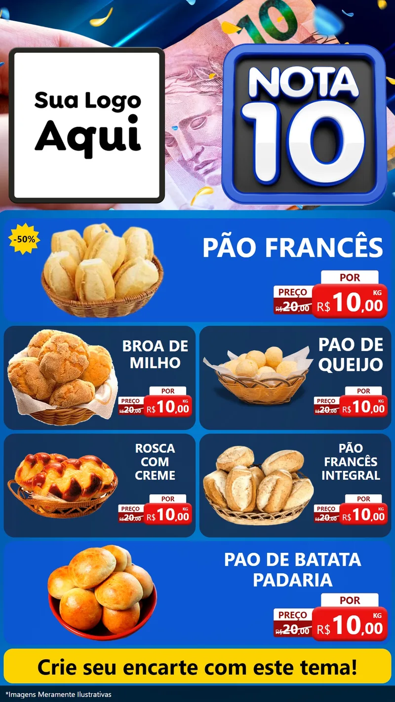Modelo de TV para TV Vertical com o tema Nota 10 para Padaria