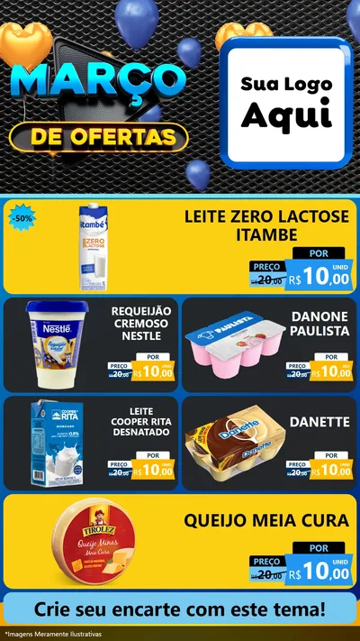 Modelo de TV para TV Vertical com o tema Março de Ofertas para Frios e Laticínios