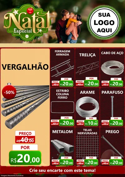 Modelo de Encarte para Encarte A4 Vertical com o tema Natal Especial para Ferragens