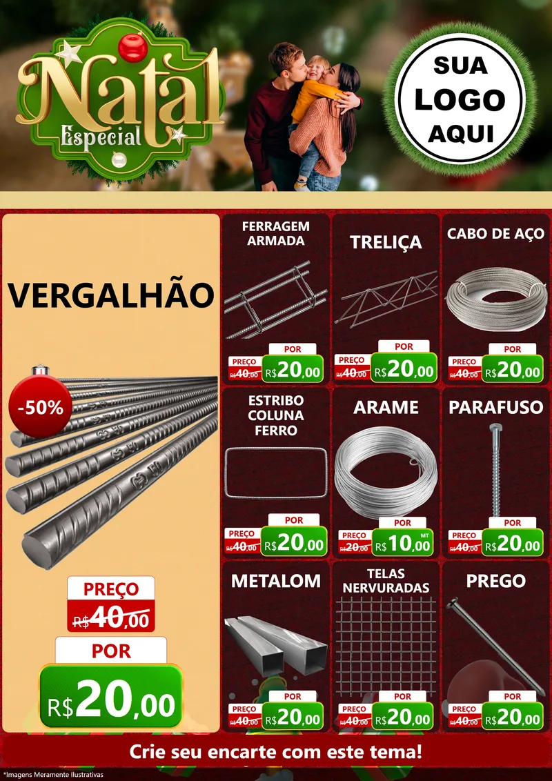 Modelo de Encarte para Encarte A4 Vertical com o tema Natal Especial para Ferragens