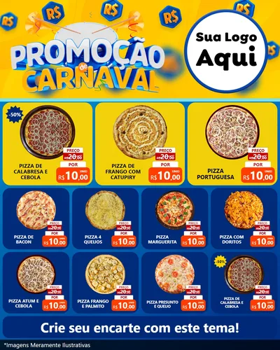 Modelo de Rede Social para Feed Instagram com o tema Promoção de Carnaval para Pizzaria