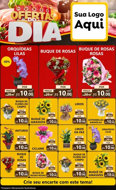 Modelo de Encarte para Encarte Grande com o tema Ofertas do Dia para Floricultura e jardim