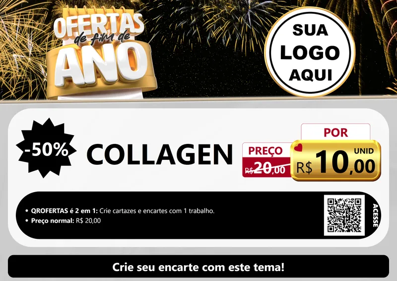 Modelo de Cartaz para Cartaz A4 Horizontal com o tema Ofertas de Fim de Ano para Suplementos alimentares