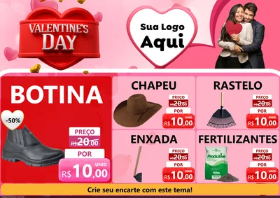 Modelo de Encarte para Encarte A4 Horizontal com o tema Valentine's Day para Agropecuária
