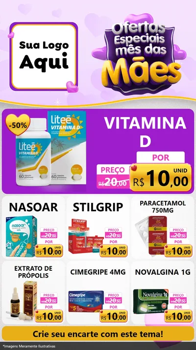 Modelo de Rede Social para Stories com o tema Ofertas Especiais - Mês das Mães para Farmácia