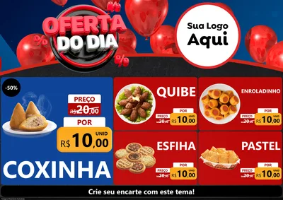 Modelo de Encarte para Encarte A4 Horizontal com o tema Oferta do Dia para Salgadaria