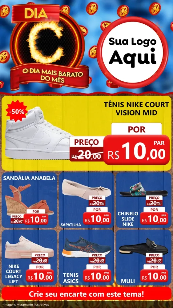 Modelo de Rede Social para Stories com o tema Dia C - O Dia Mais Barato Do Mês para Calçados
