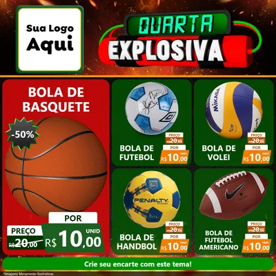 Modelo de Rede Social para Feed Facebook com o tema Quarta Explosiva para Artigos Esportivos