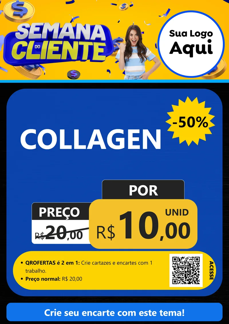 Modelo de Cartaz para Cartaz A4 Vertical com o tema Semana do Cliente para Suplementos alimentares