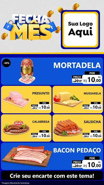 Modelo de TV para TV Vertical com o tema Fecha Mês para Frios e Laticínios