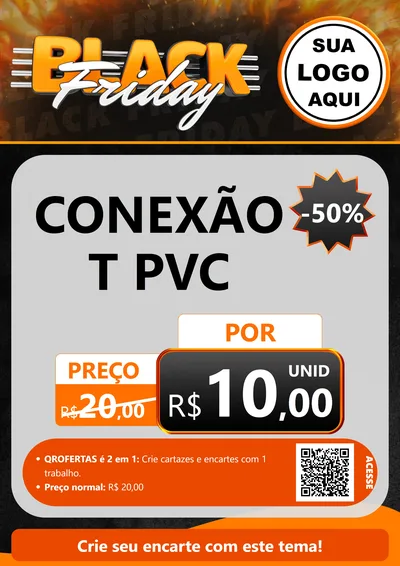 Modelo de Cartaz para Cartaz A4 Vertical com o tema Black Friday para Tubos e conexões