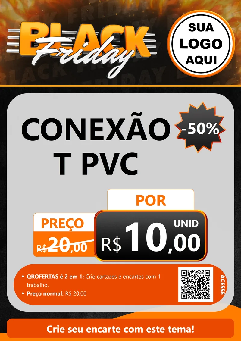 Modelo de Cartaz para Cartaz A4 Vertical com o tema Black Friday para Tubos e conexões
