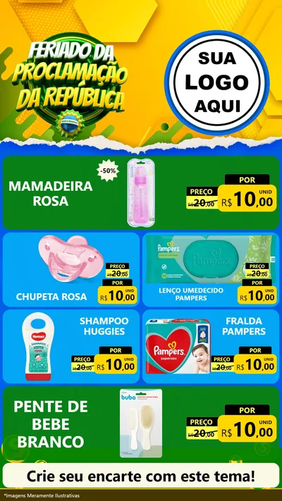 Modelo de TV para TV Vertical com o tema Feriado da Proclamação da República para Bebês