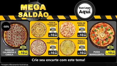 Modelo de TV para TV Horizontal com o tema Mega Saldão para Pizzaria