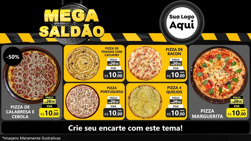 Modelo de TV para TV Horizontal com o tema Mega Saldão para Pizzaria
