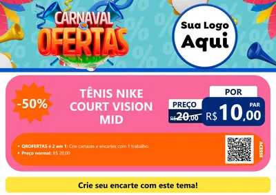 Modelo de Cartaz para Cartaz A4 Horizontal com o tema Carnaval de Ofertas para Calçados