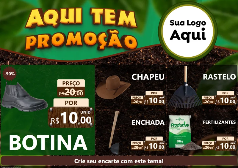 Modelo de Encarte para Encarte A4 Horizontal com o tema Aqui tem Promoção para Agropecuária