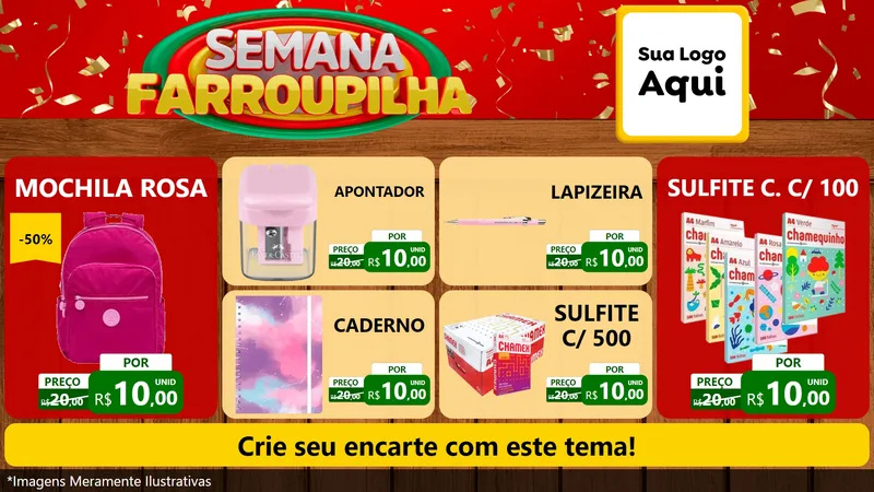 Modelo de TV para TV Horizontal com o tema Semana Farroupilha para Papelaria