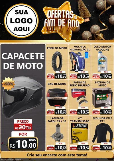Modelo de Encarte para Encarte A4 Vertical com o tema Ofertas de Fim de Ano para Moto peças