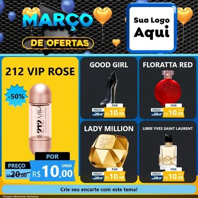 Modelo de Rede Social para Feed Facebook com o tema Março de Ofertas para Perfumes