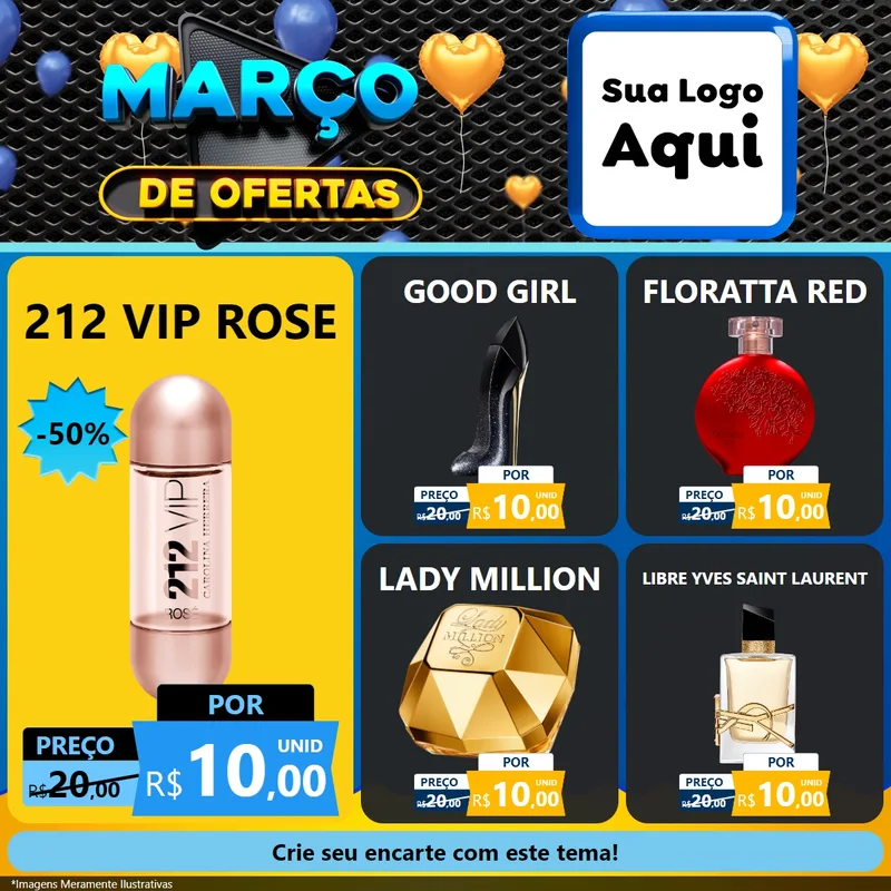 Modelo de Rede Social para Feed Facebook com o tema Março de Ofertas para Perfumes