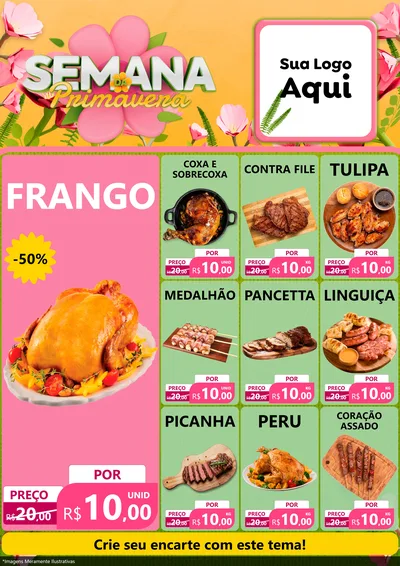 Modelo de Encarte para Encarte A4 Vertical com o tema Semana da Primavera para Assados