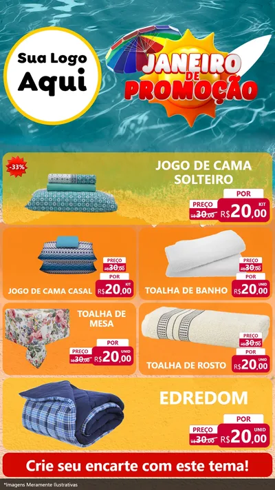 Modelo de TV para TV Vertical com o tema Janeiro de Promoção para Cama, Mesa e Banho