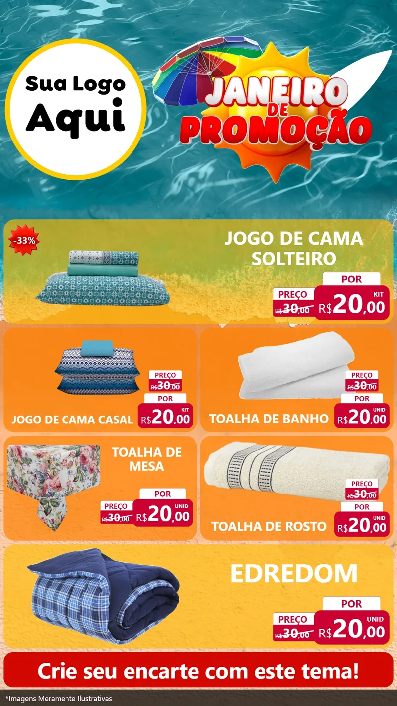 Modelo de TV para TV Vertical com o tema Janeiro de Promoção para Cama, Mesa e Banho