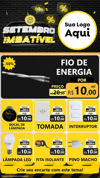 Modelo de Rede Social para Stories com o tema Setembro Imbatível para Materiais Elétricos