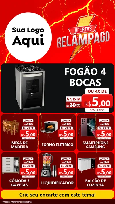 Modelo de Rede Social para Stories com o tema Ofertas Relâmpago para Móveis e Eletro