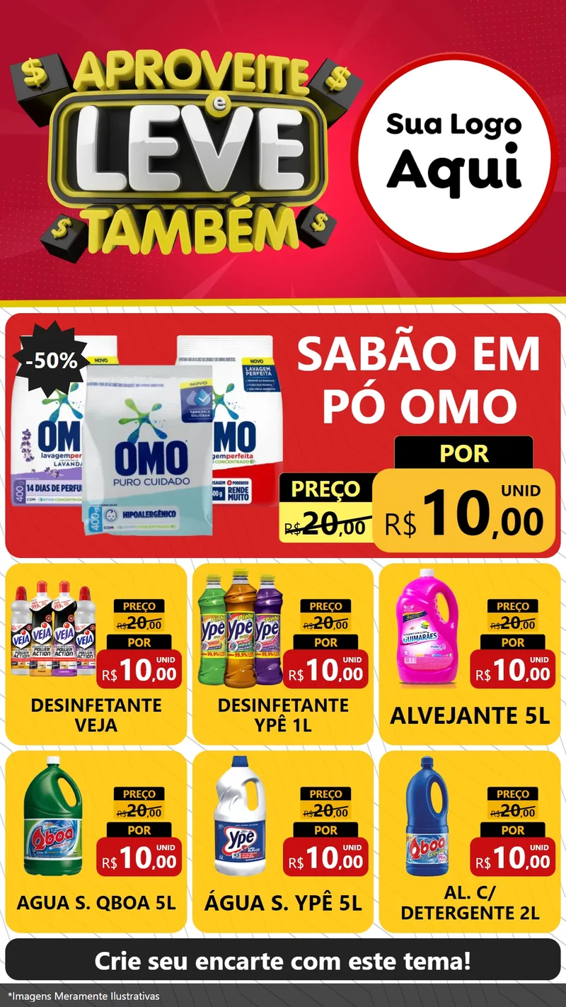 Modelo de Rede Social para Stories com o tema Aproveite e Leve Também para Produtos de Limpeza