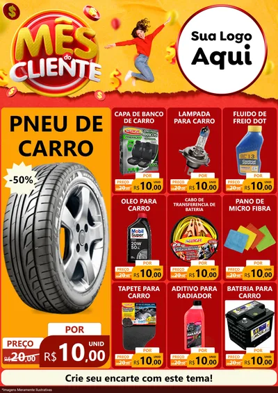 Modelo de Encarte para Encarte A4 Vertical com o tema Mês do Cliente para Auto peças