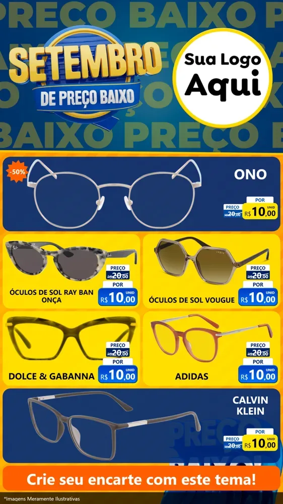 Modelo de TV para TV Vertical com o tema Setembro De Preço Baixo para Óticas