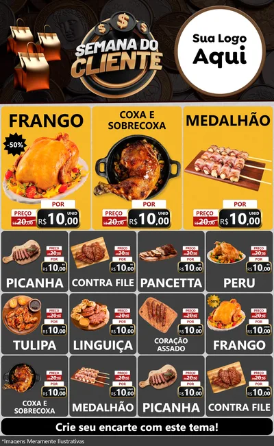 Modelo de Encarte para Encarte Grande com o tema Semana do Cliente para Assados