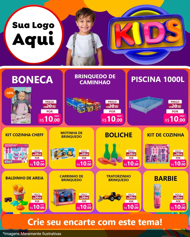 Modelo de Rede Social para Feed Instagram com o tema KIDS para Brinquedos