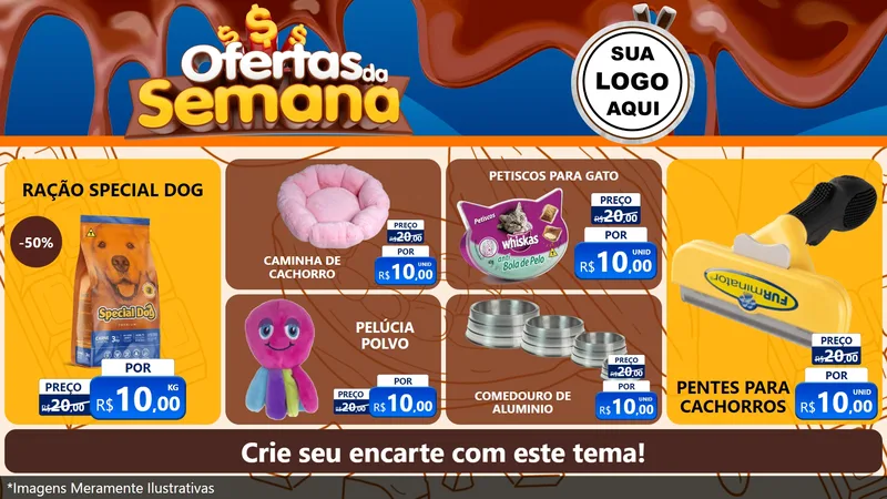 Modelo de TV para TV Horizontal com o tema Ofertas da Semana - Páscoa para Pet Shop