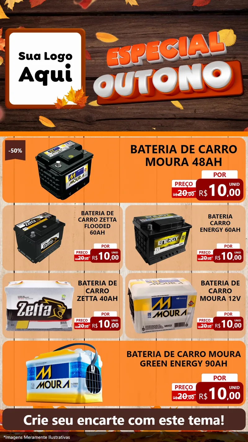 Modelo de TV para TV Vertical com o tema Especial Outono para Baterias Elétricas