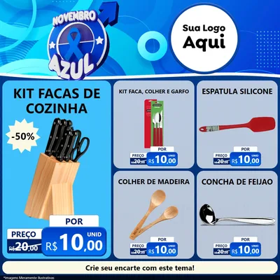Modelo de Rede Social para Feed Facebook com o tema Novembro Azul para Utilidades Domésticas