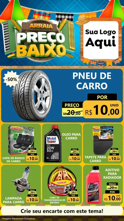 Modelo de Rede Social para Stories com o tema Arraiá de Preço Baixo - Junina para Auto peças