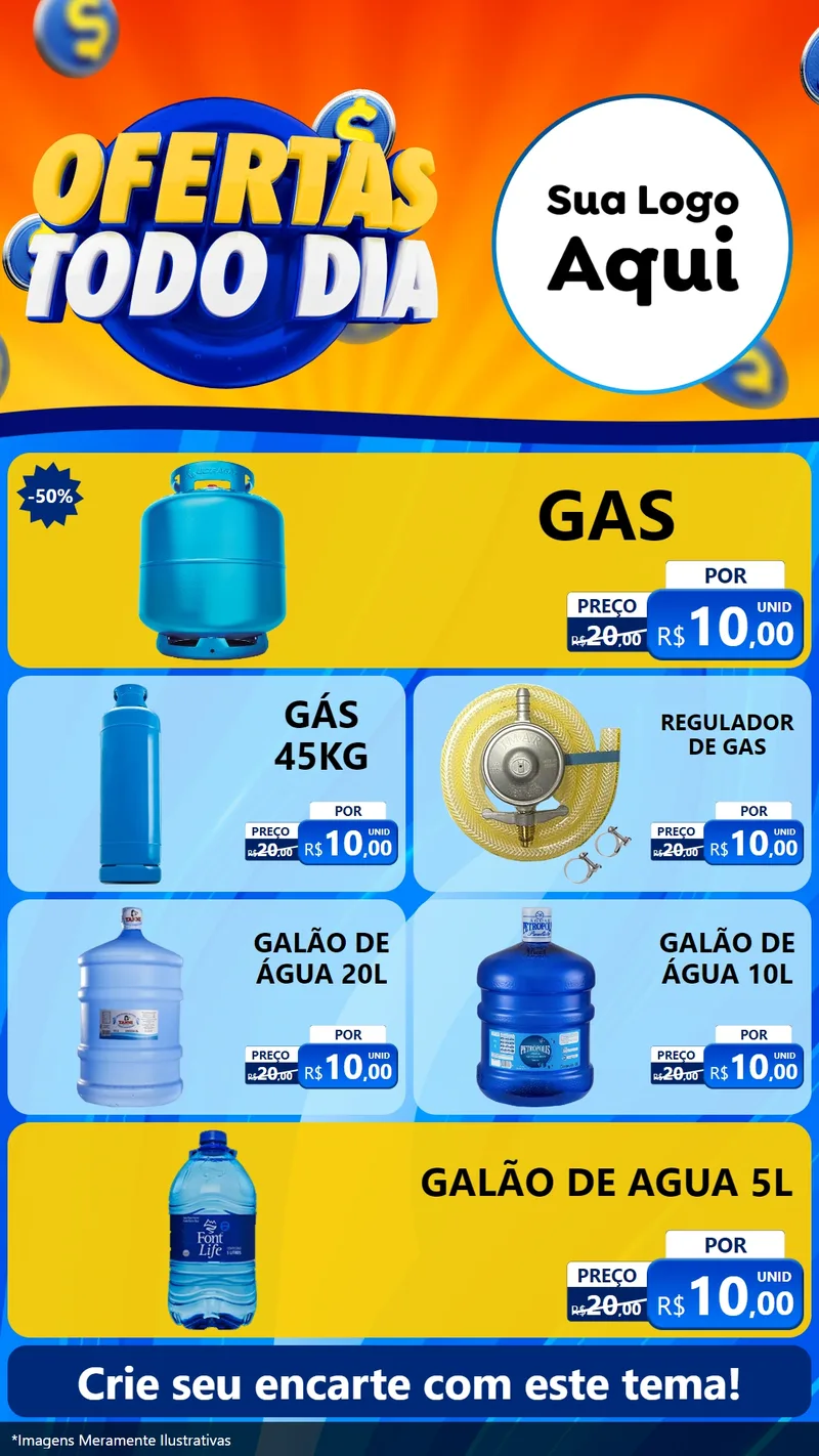 Modelo de TV para TV Vertical com o tema Ofertas Todo Dia para Água e gás