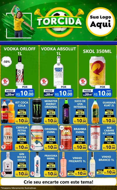 Modelo de Encarte para Encarte Grande com o tema Torcida para Distribuidora de bebidas
