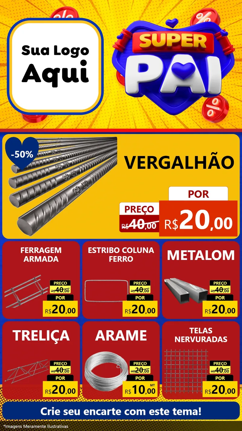 Modelo de Rede Social para Stories com o tema Super Pai para Ferragens