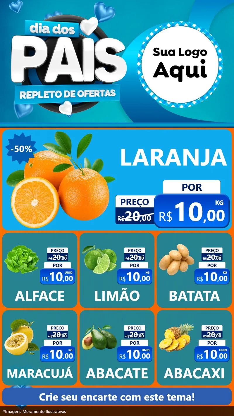 Modelo de Rede Social para Stories com o tema Dia Dos Pais Repleto de Ofertas para Hortifrúti