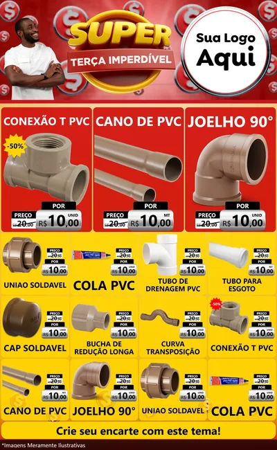 Modelo de Encarte para Encarte Grande com o tema Super Terça Imperdível para Tubos e conexões